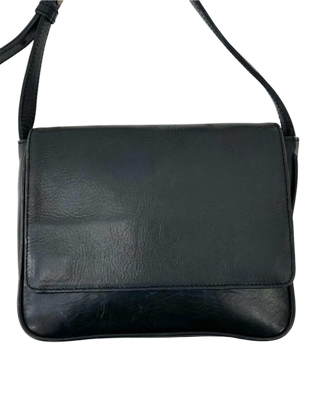 VereVerto Vere Verto Black Medium Sized Minimalist Leather Crossbody Bag